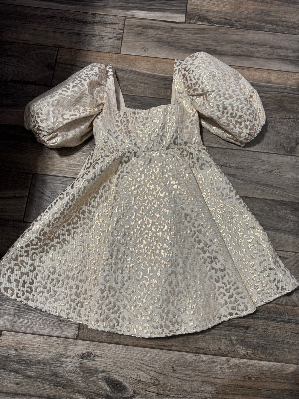 Buddy Love Ivory Dress with Gold Metallic Leopard